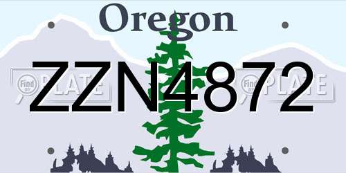ZZN4872 Oregon License Plate