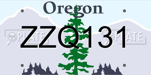 ZZQ131 Oregon License Plate