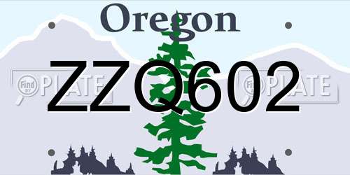 ZZQ602 Oregon License Plate