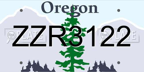 ZZR3122 Oregon License Plate