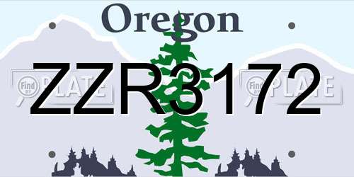 ZZR3172 Oregon License Plate