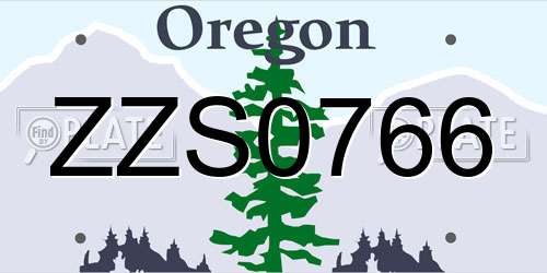 ZZS0766 Oregon License Plate