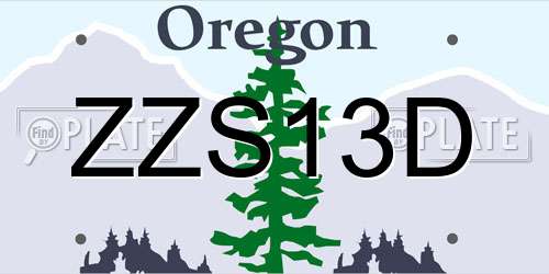 ZZS13D Oregon License Plate