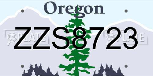 ZZS8723 Oregon License Plate