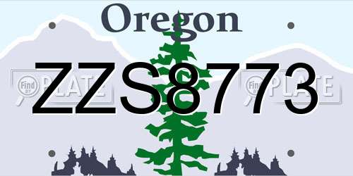 ZZS8773 Oregon License Plate