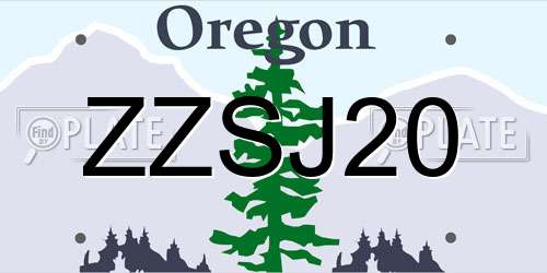 ZZSJ20 Oregon License Plate