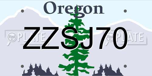 ZZSJ70 Oregon License Plate