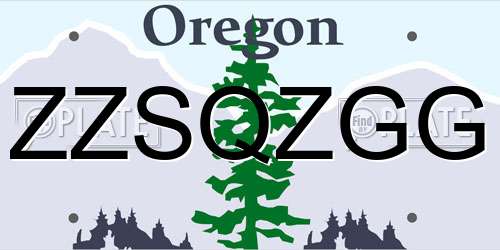 ZZSQZGG Oregon License Plate