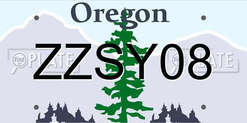 ZZSY08 Oregon License Plate