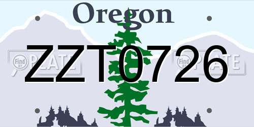 ZZT0726 Oregon License Plate
