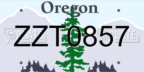 ZZT0857 Oregon License Plate