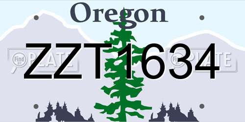 ZZT1634 Oregon License Plate
