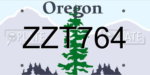 ZZT764 Oregon License Plate