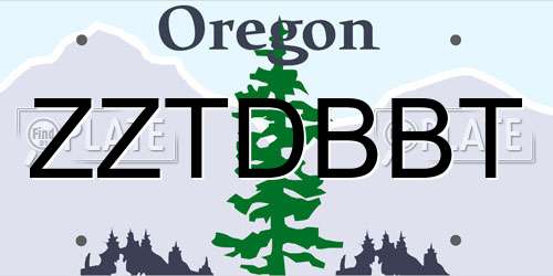 ZZTDBBT Oregon License Plate