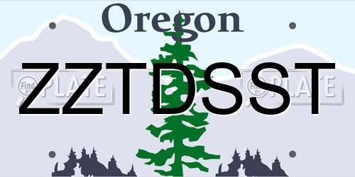ZZTDSST Oregon License Plate