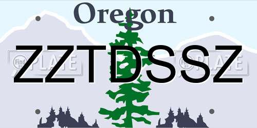 ZZTDSSZ Oregon License Plate