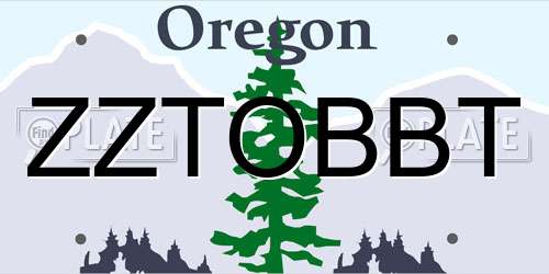 ZZTOBBT Oregon License Plate