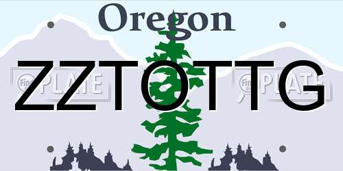 ZZTOTTG Oregon License Plate