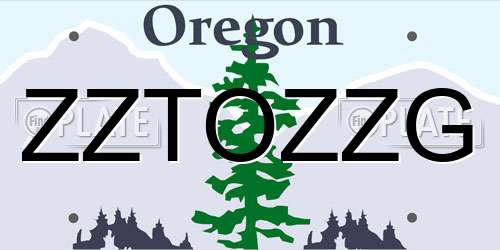 ZZTOZZG Oregon License Plate