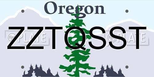 ZZTQSST Oregon License Plate