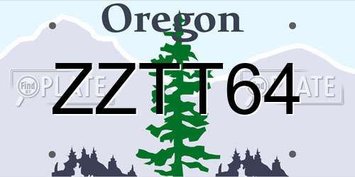 ZZTT64 Oregon License Plate