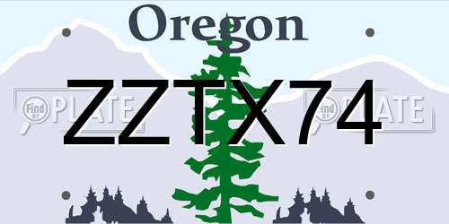 ZZTX74 Oregon License Plate