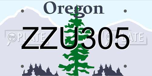 ZZU305 Oregon License Plate