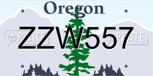 ZZW557 Oregon License Plate