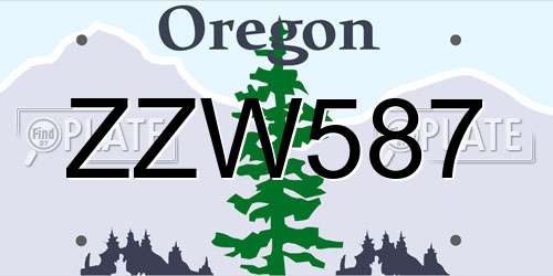 ZZW587 Oregon License Plate