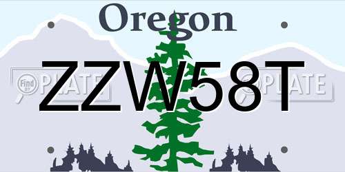 ZZW58T Oregon License Plate