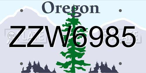 ZZW6985 Oregon License Plate