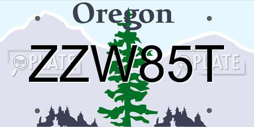 ZZW85T Oregon License Plate