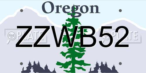 ZZWB52 Oregon License Plate