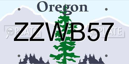 ZZWB57 Oregon License Plate