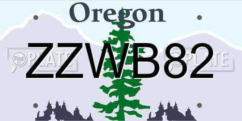 ZZWB82 Oregon License Plate