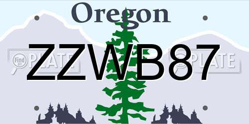 ZZWB87 Oregon License Plate