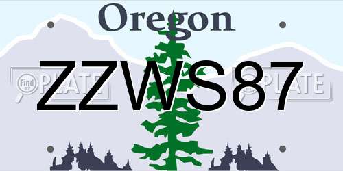 ZZWS87 Oregon License Plate