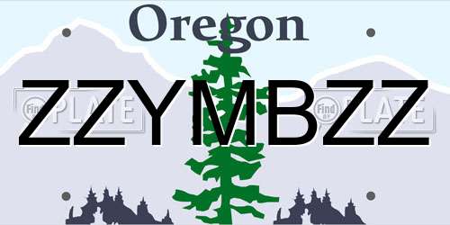 ZZYMBZZ Oregon License Plate