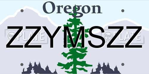 ZZYMSZZ Oregon License Plate