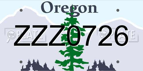 ZZZ0726 Oregon License Plate