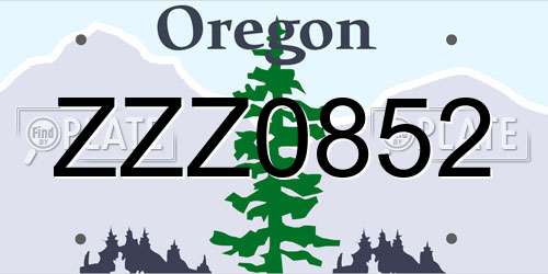 ZZZ0852 Oregon License Plate