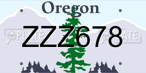 ZZZ678 Oregon License Plate