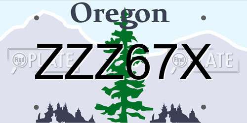 ZZZ67X Oregon License Plate