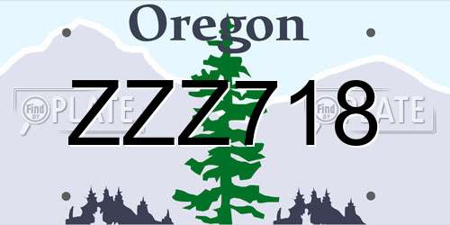 ZZZ718 Oregon License Plate