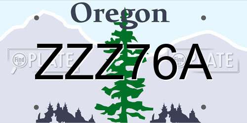ZZZ76A Oregon License Plate