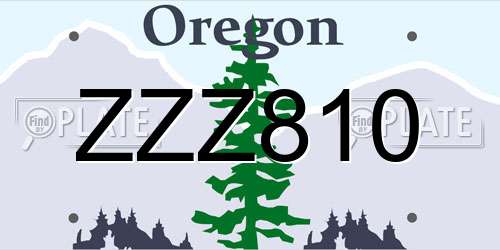ZZZ810 Oregon License Plate