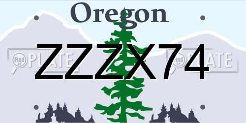 ZZZX74 Oregon License Plate