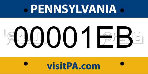 00001EB Pennsylvania License Plate