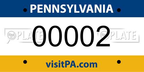 00002 Pennsylvania License Plate