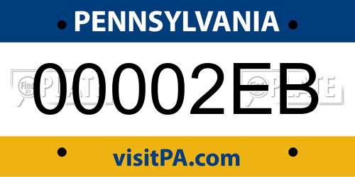 00002EB Pennsylvania License Plate